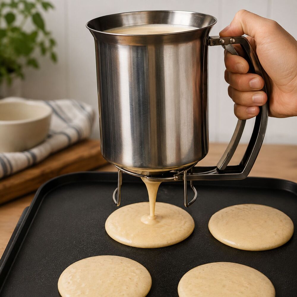 Metal Pancake Batter Dispenser Trigger Handle Baking Kitchen Tool 6.5 in